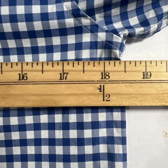Vineyard Vines Performance Boys Blue / White Gingham Check Whale Shirt Sz XL 18 - Picture 6 of 8